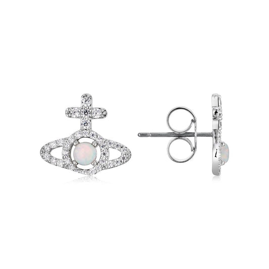 Vivienne Westwood Silver Crystal Opal Olympia Earrings