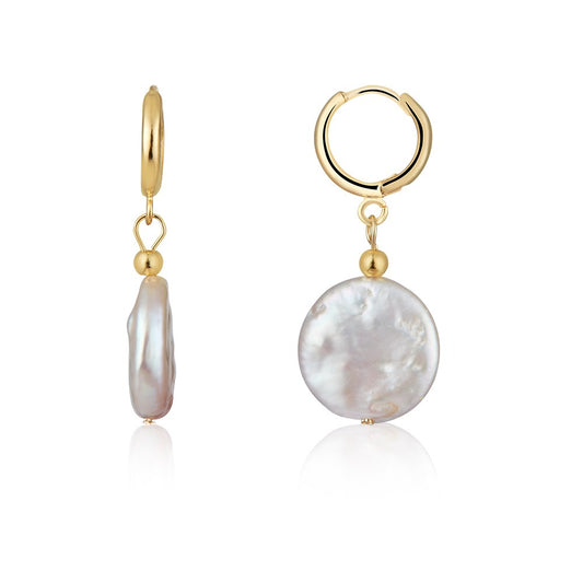 August Woods Gold Freshwater Pearl Drop Earrings