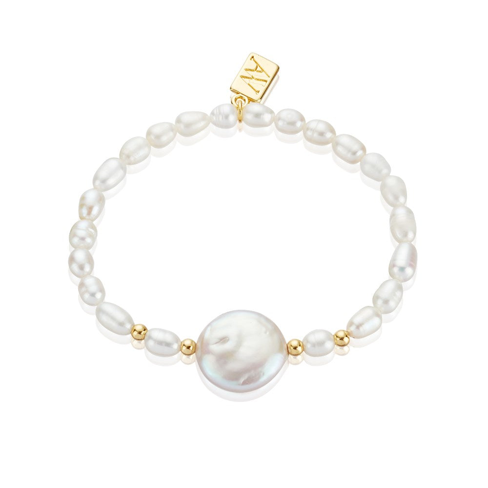 August Woods Gold Freshwater Pearl Stretch Bracelet