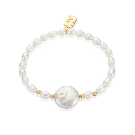 August Woods Gold Freshwater Pearl Stretch Bracelet