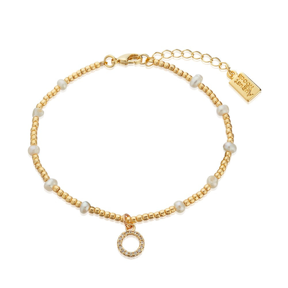 August Woods Gold Halo Beaded Pearl Bracelet