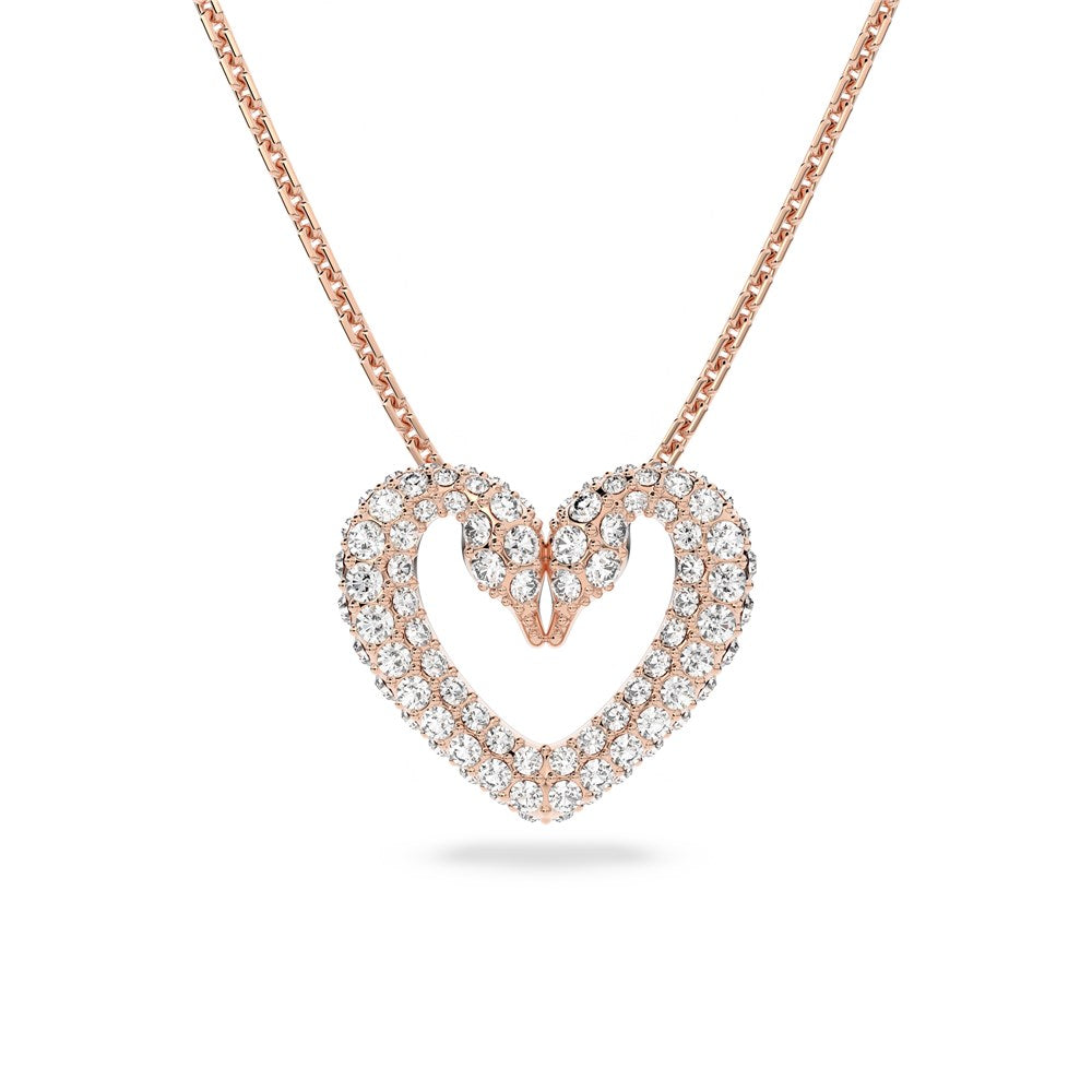 Swarovski Una Rose Gold Swan Heart Necklace