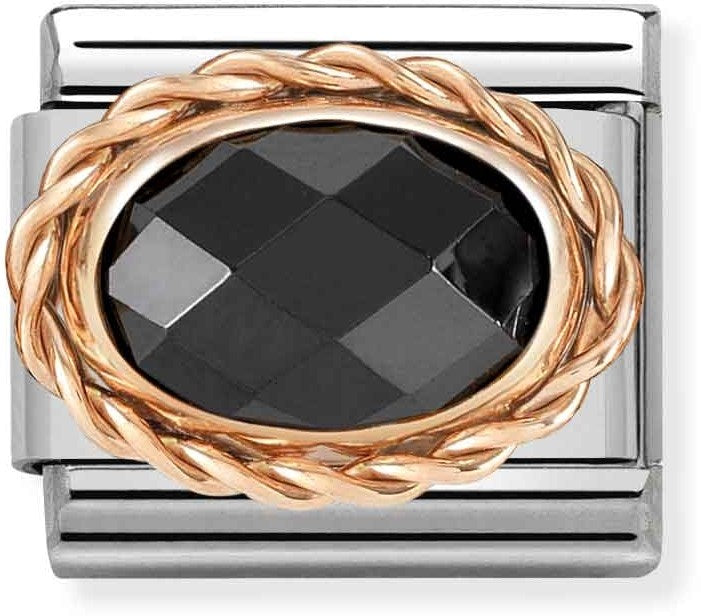 Nomination Framed Black Crystal Oval Charm 