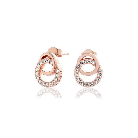 Olivia Burton Rose Gold Bejewelled Interlink Drop Earrings