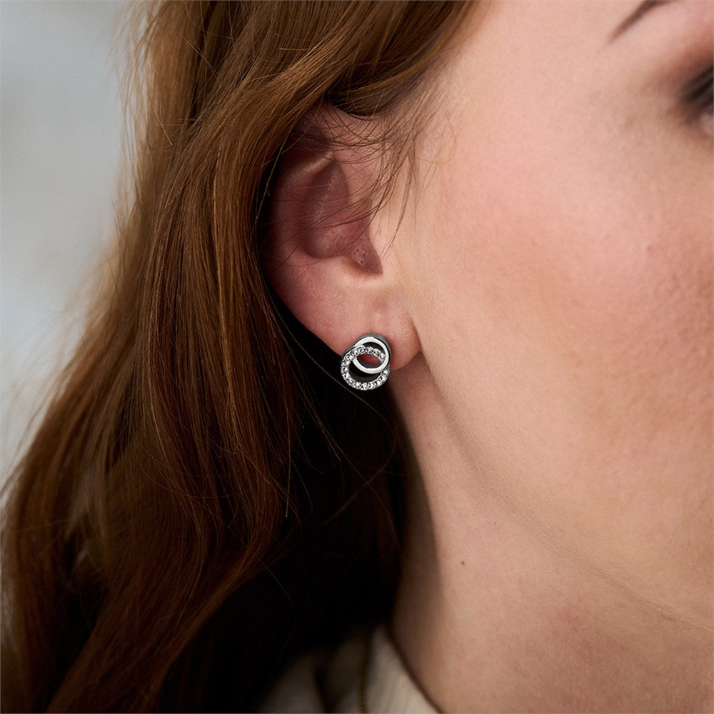 Olivia Burton Silver Bejewelled Interlink Drop Earrings