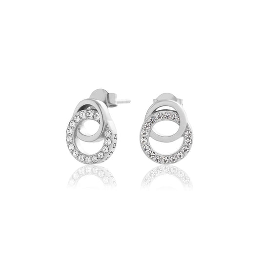 Olivia Burton Silver Bejewelled Interlink Drop Earrings
