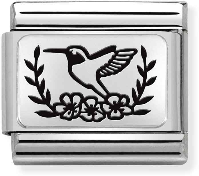 Nomination Hummingbird With Flowers Charm