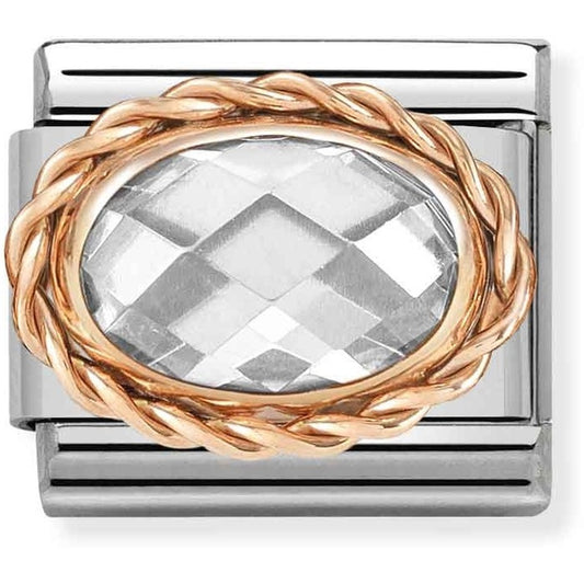 Nomination Framed White Crystal Oval Charm