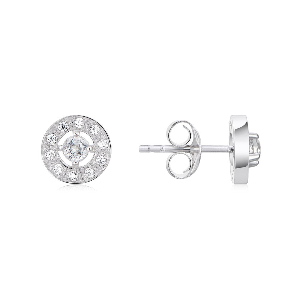 Argento Silver April Birthstone Halo Earrings