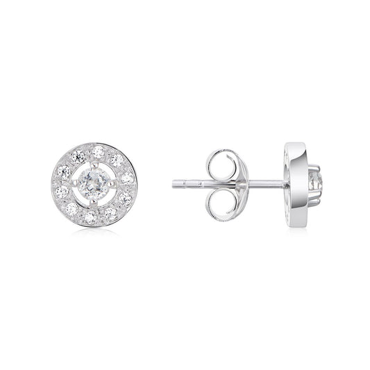 Argento Silver April Birthstone Halo Earrings