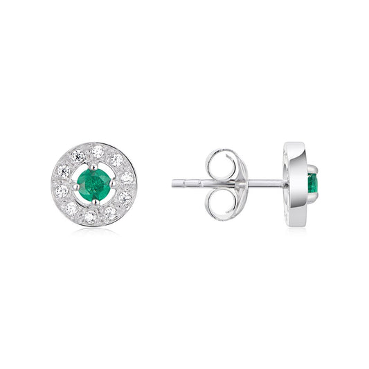 Argento Silver May Birthstone Halo Earrings