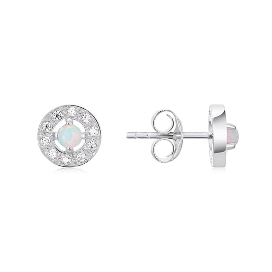 Argento Silver October Birthstone Halo Earrings