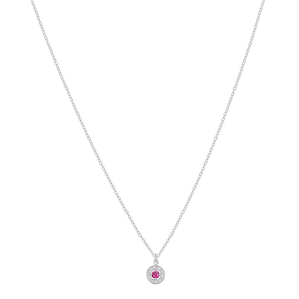 Argento Silver July Birthstone Halo Necklace