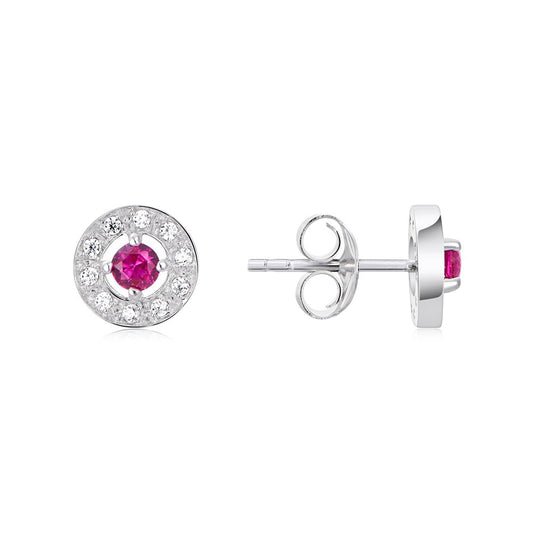 Argento Silver July Birthstone Halo Earrings