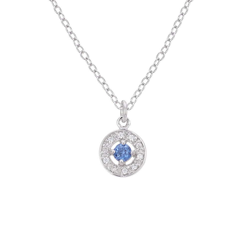 Argento Silver September Birthstone Halo Necklace
