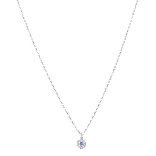 Argento Silver September Birthstone Halo Necklace