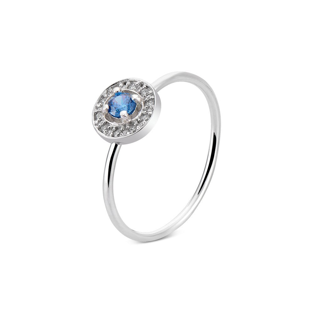 Argento Silver September Birthstone Halo Adjustable Ring