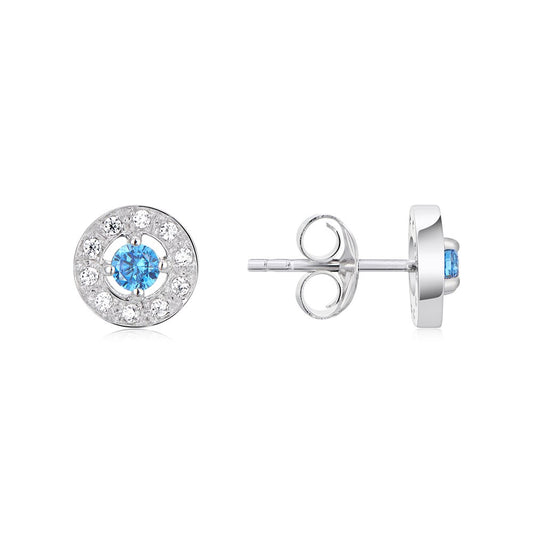 Argento Silver September Birthstone Halo Earrings