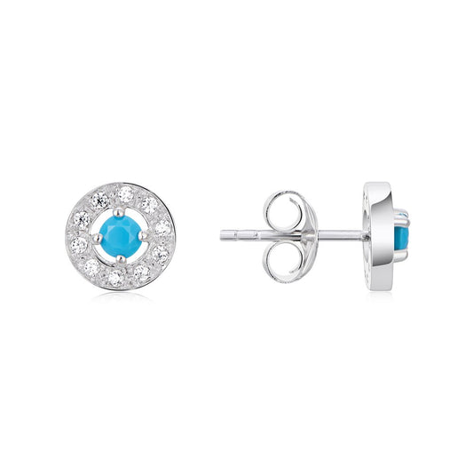 Argento Silver December Birthstone Halo Earrings