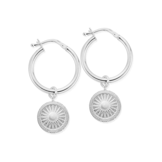 ChloBo Silver Sun Catcher Hoop Earrings