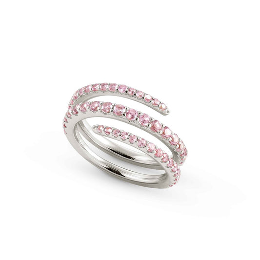 Nomination Lovelight Silver + Pink Triple Band Ring Size 56