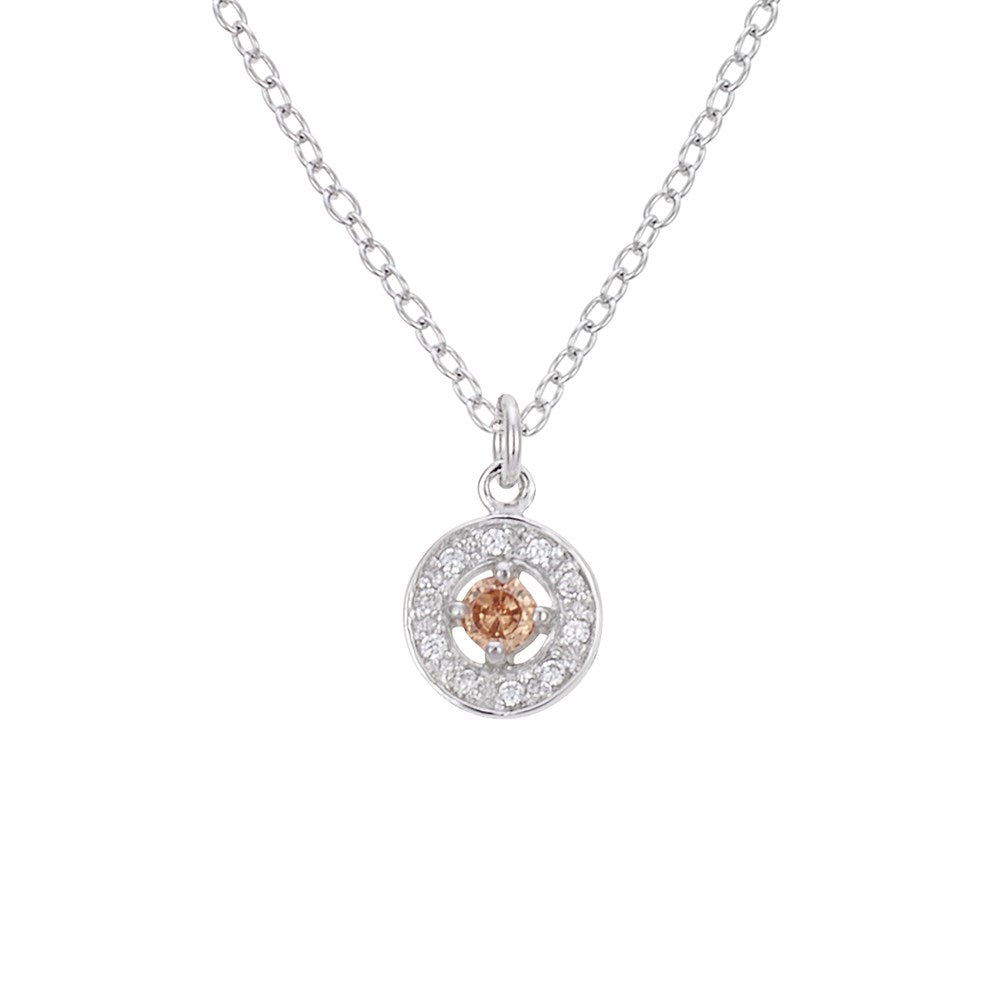 Argento Silver November Birthstone Halo Necklace