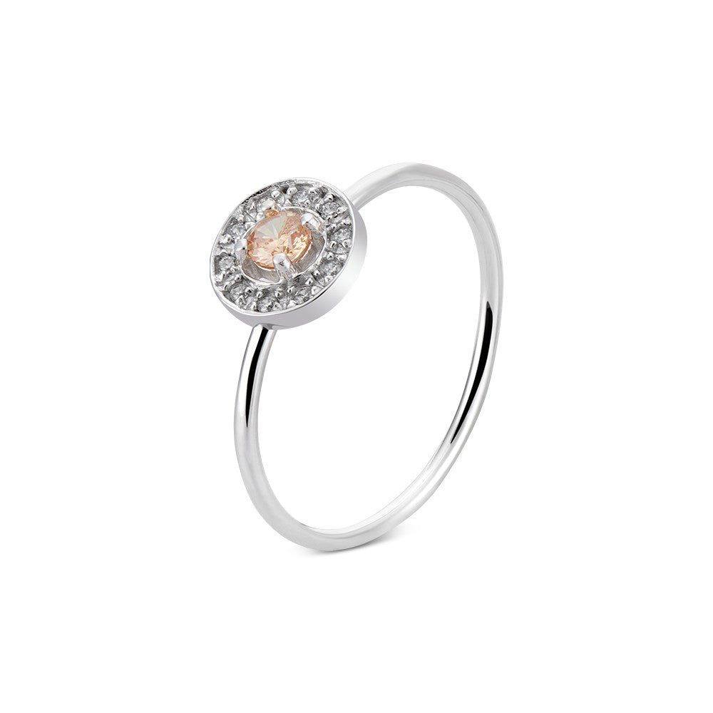 Argento Silver November Birthstone Halo Adjustable Ring