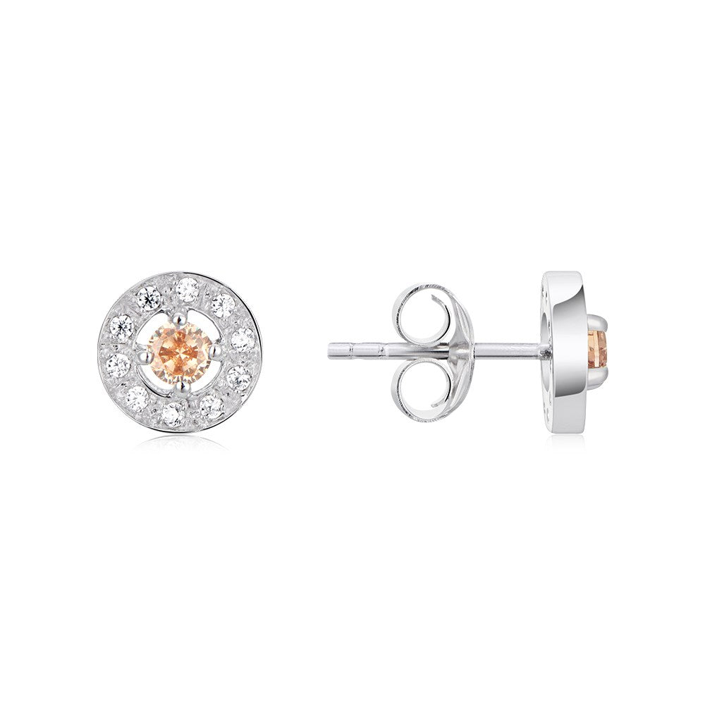 Argento Silver November Birthstone Halo Earrings