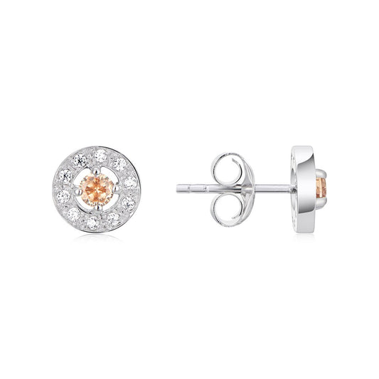 Argento Silver November Birthstone Halo Earrings