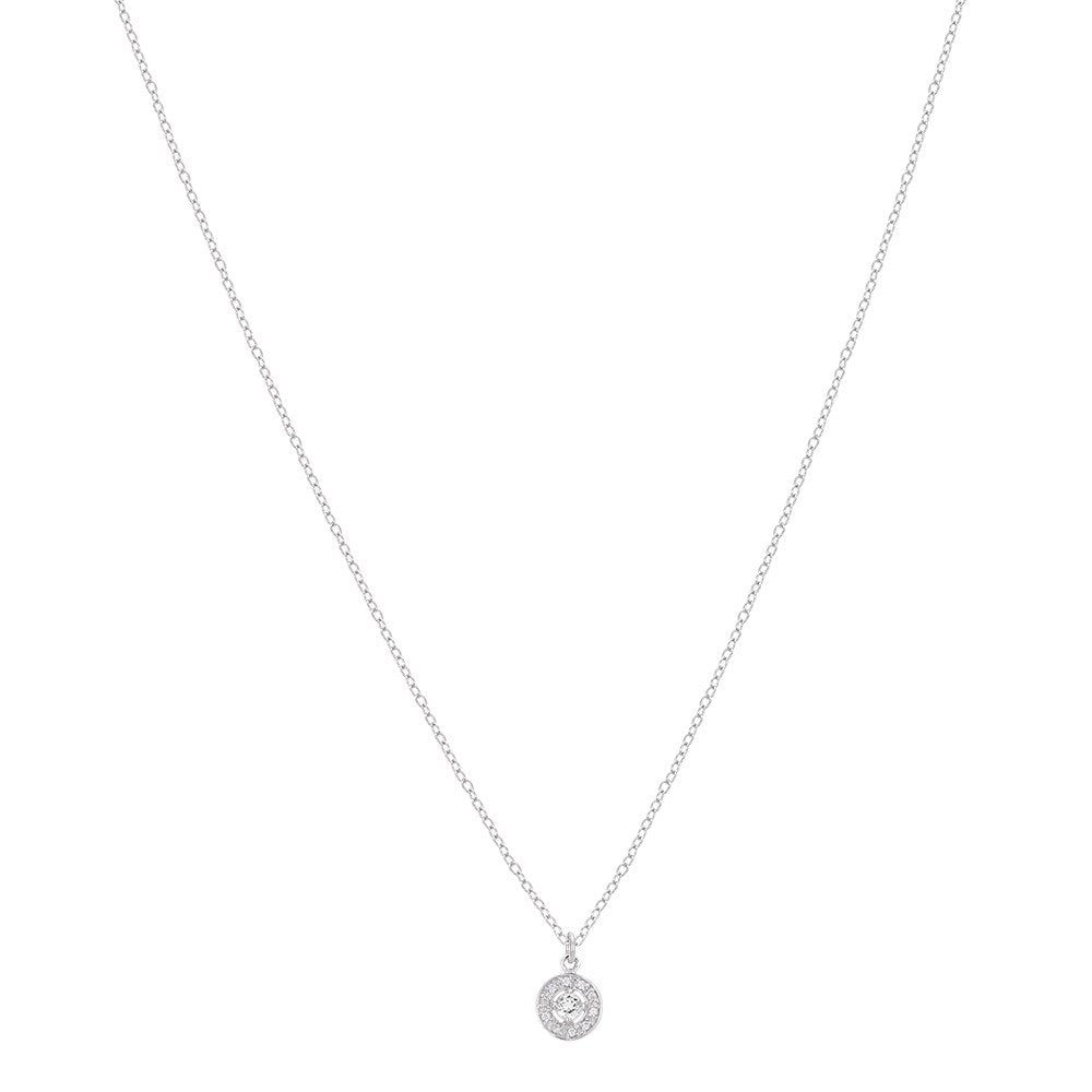 Argento Silver April Birthstone Halo Necklace