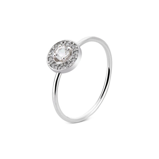 Argento Silver April Birthstone Halo Adjustable Ring