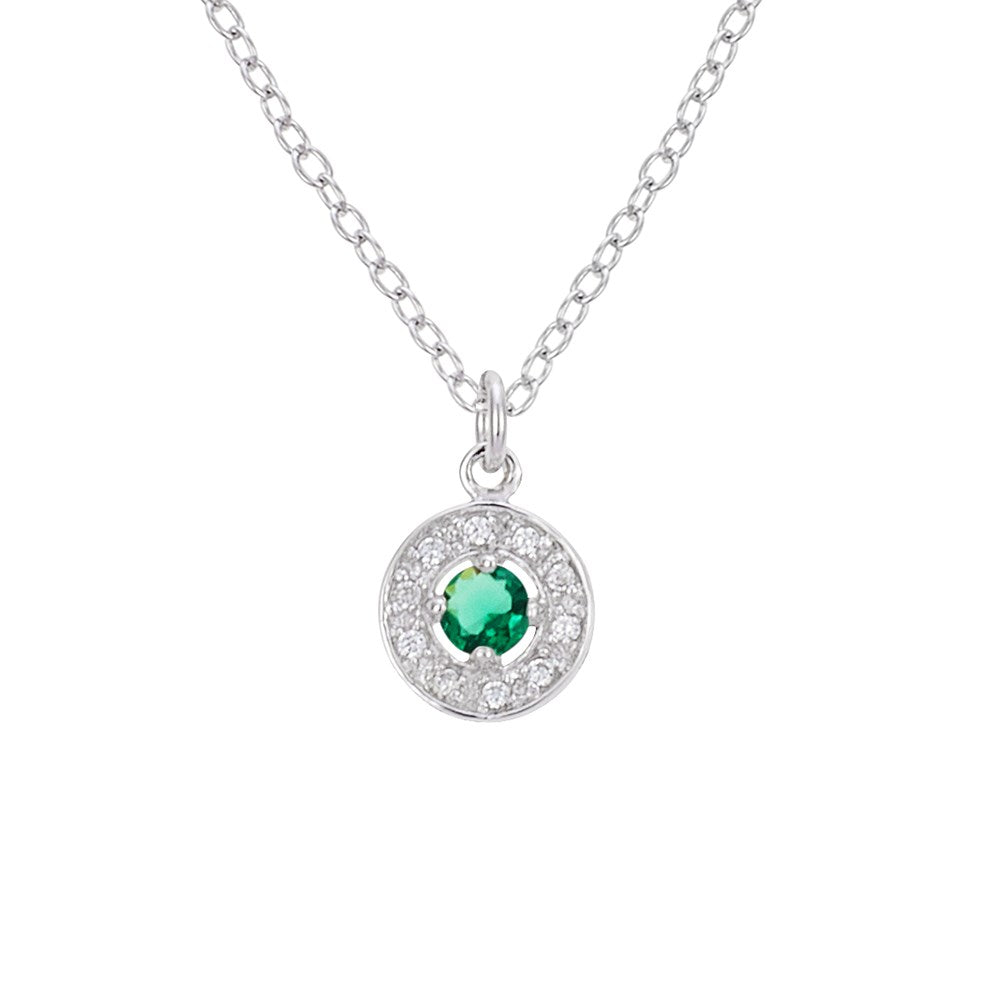 Argento Silver May Birthstone Halo Necklace