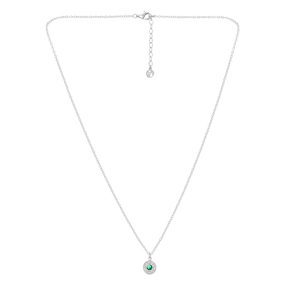 Argento Silver May Birthstone Halo Necklace