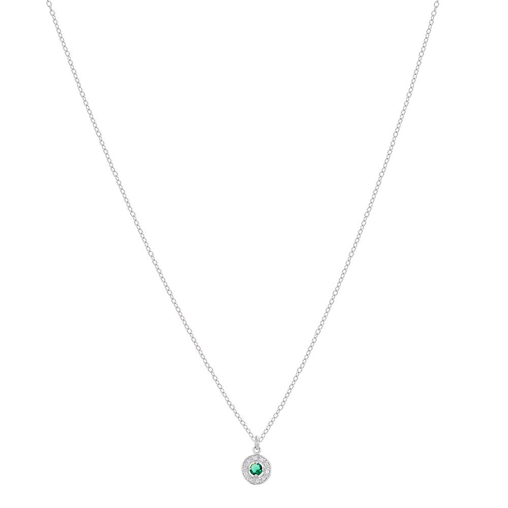 Argento Silver May Birthstone Halo Necklace