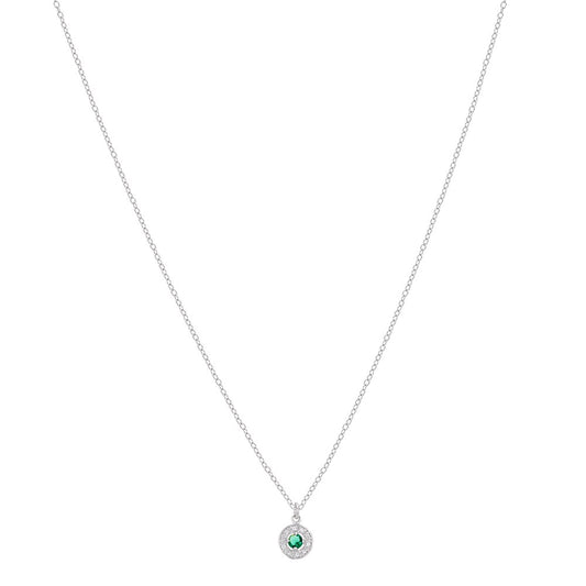 Argento Silver May Birthstone Halo Necklace