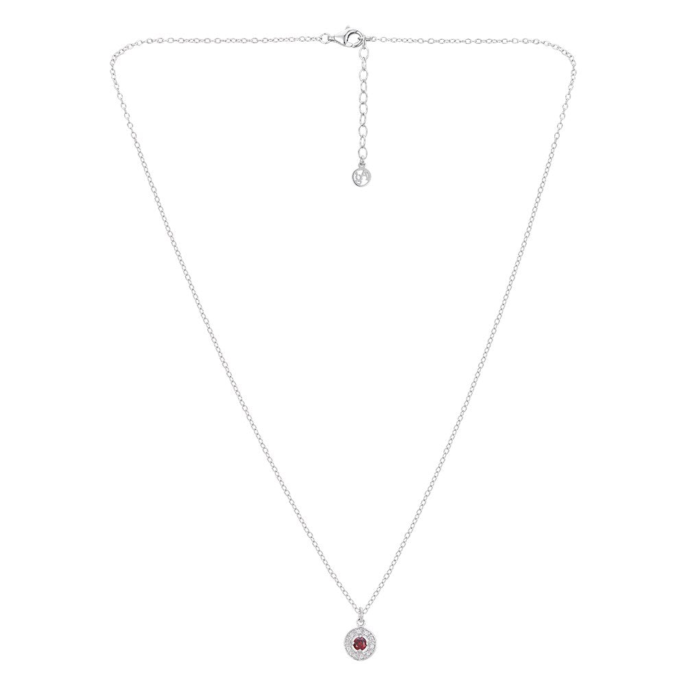 Argento Silver January Birthstone Halo Necklace