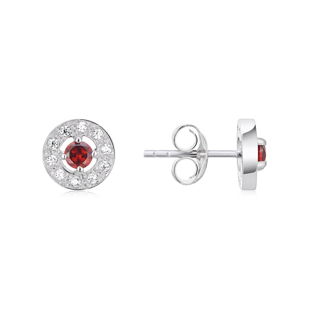 Argento Silver January Birthstone Halo Earrings