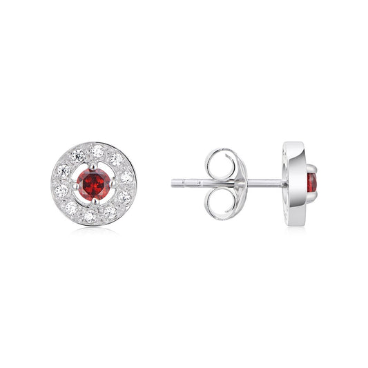 Argento Silver January Birthstone Halo Earrings