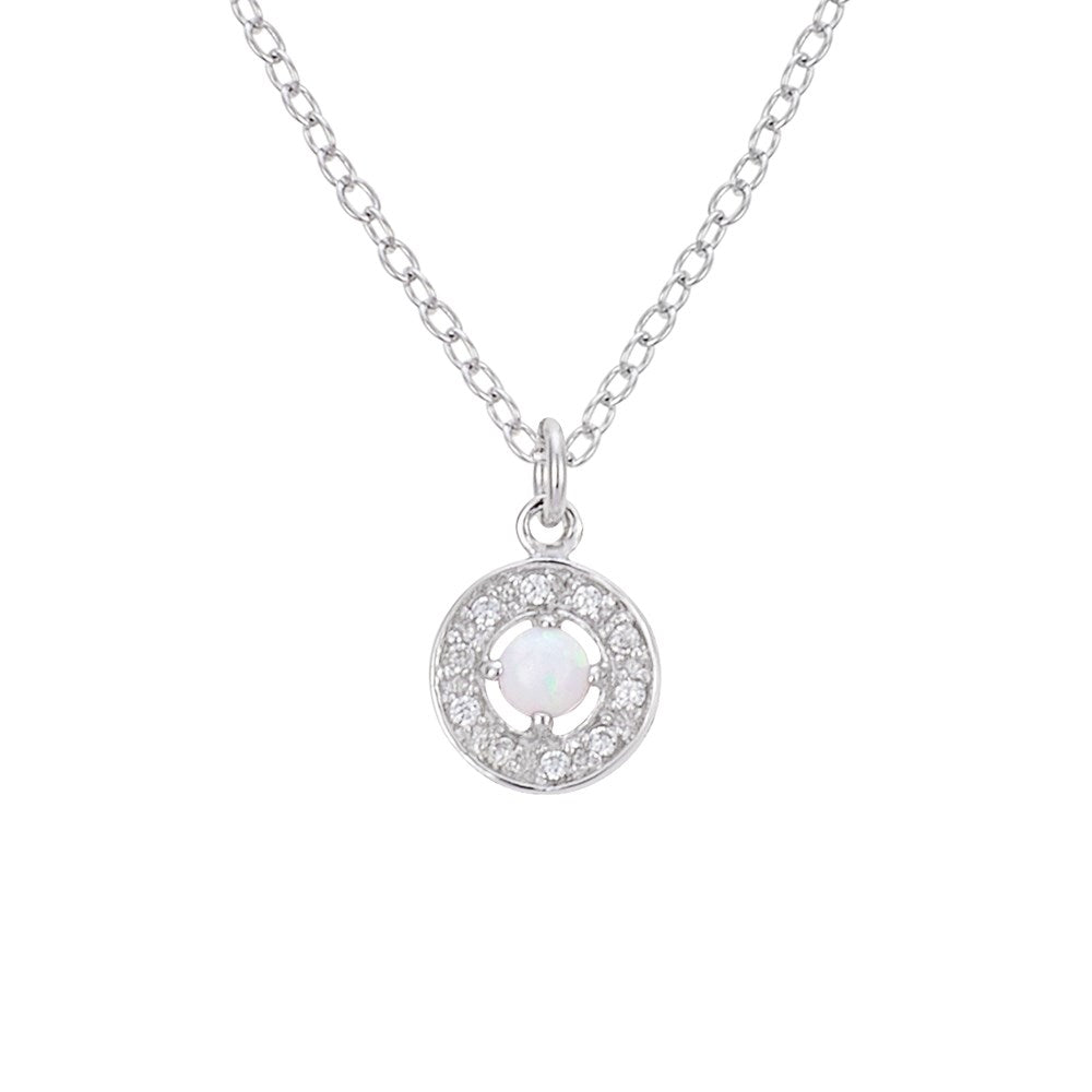 Argento Silver October Birthstone Halo Necklace