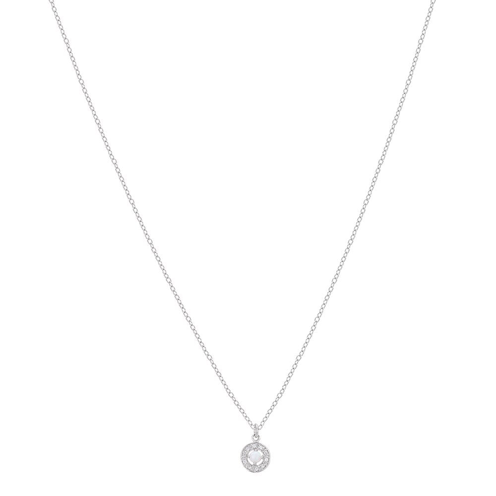 Argento Silver October Birthstone Halo Necklace