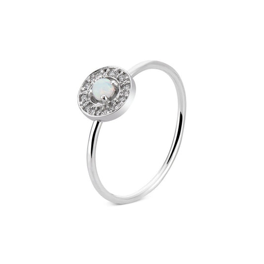 Argento Silver October Birthstone Halo Adjustable Ring