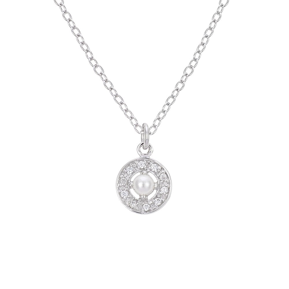 Argento Silver June Birthstone Halo Necklace