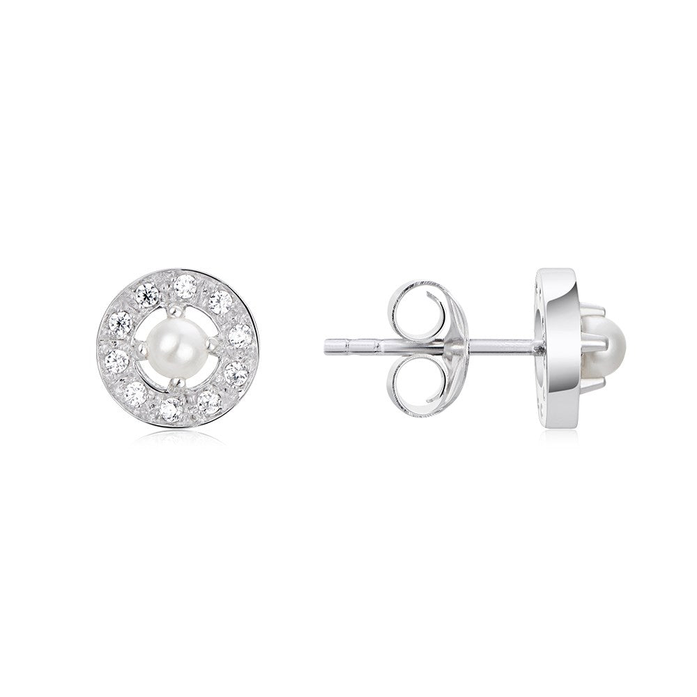 Argento Silver June Birthstone Halo Earrings