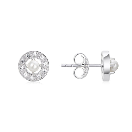 Argento Silver June Birthstone Halo Earrings
