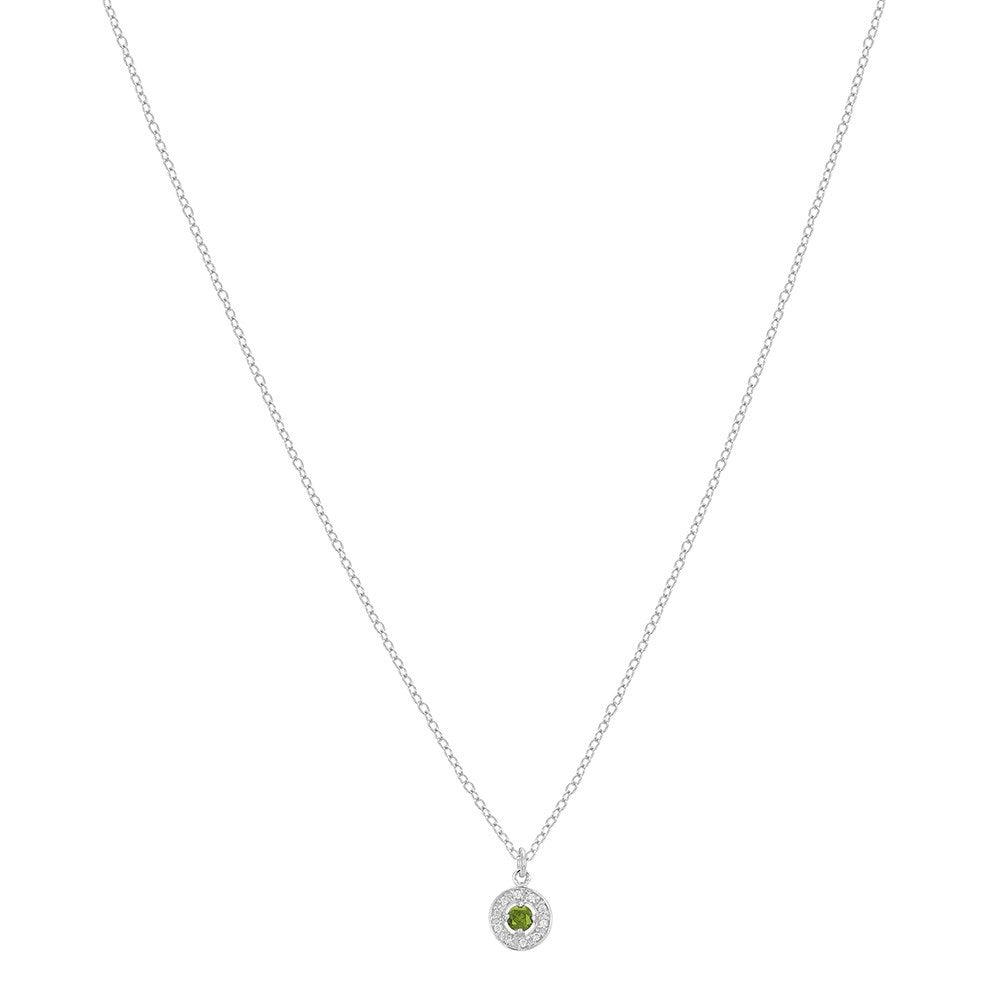 Argento Silver August Birthstone Halo Necklace