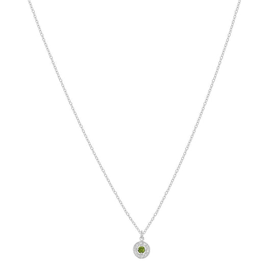 Argento Silver August Birthstone Halo Necklace