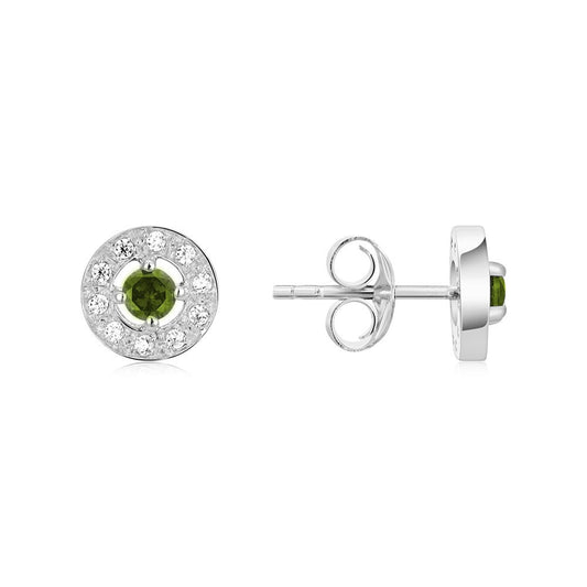 Argento Silver August Birthstone Halo Earrings