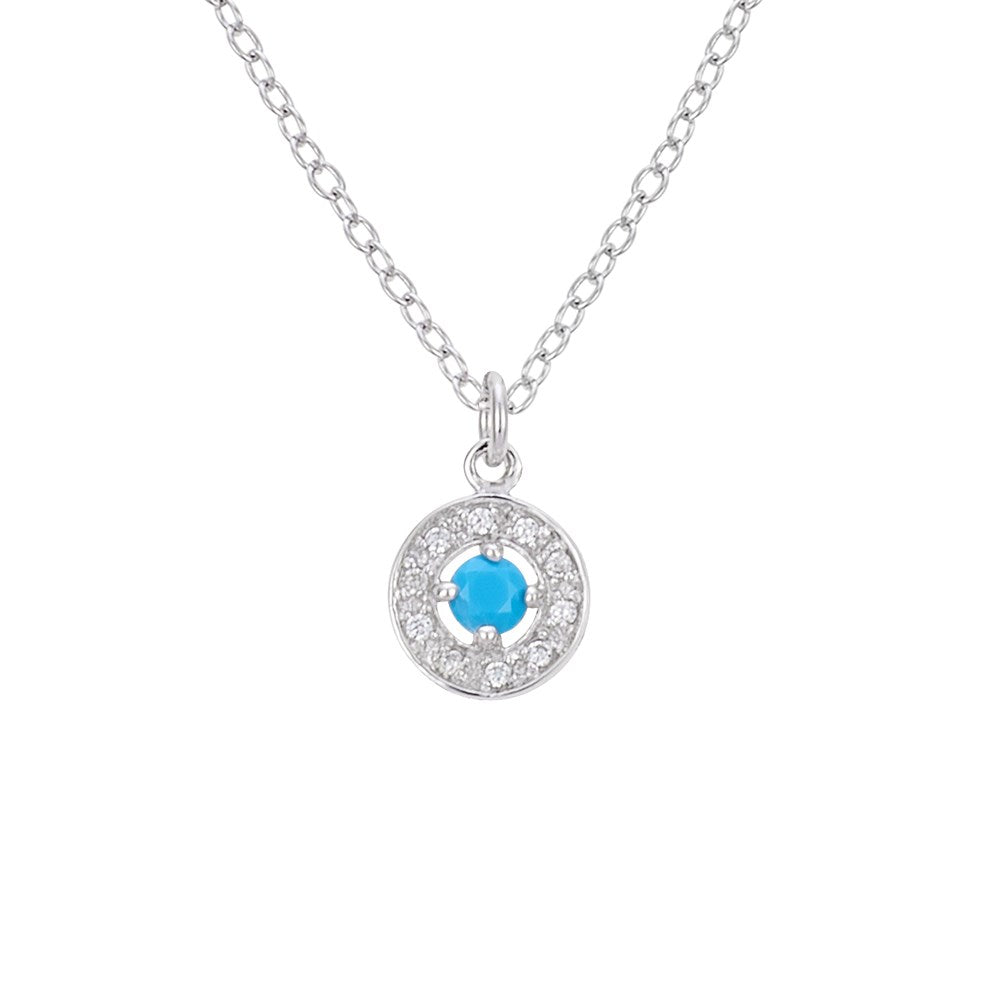 Argento Silver December Birthstone Halo Necklace