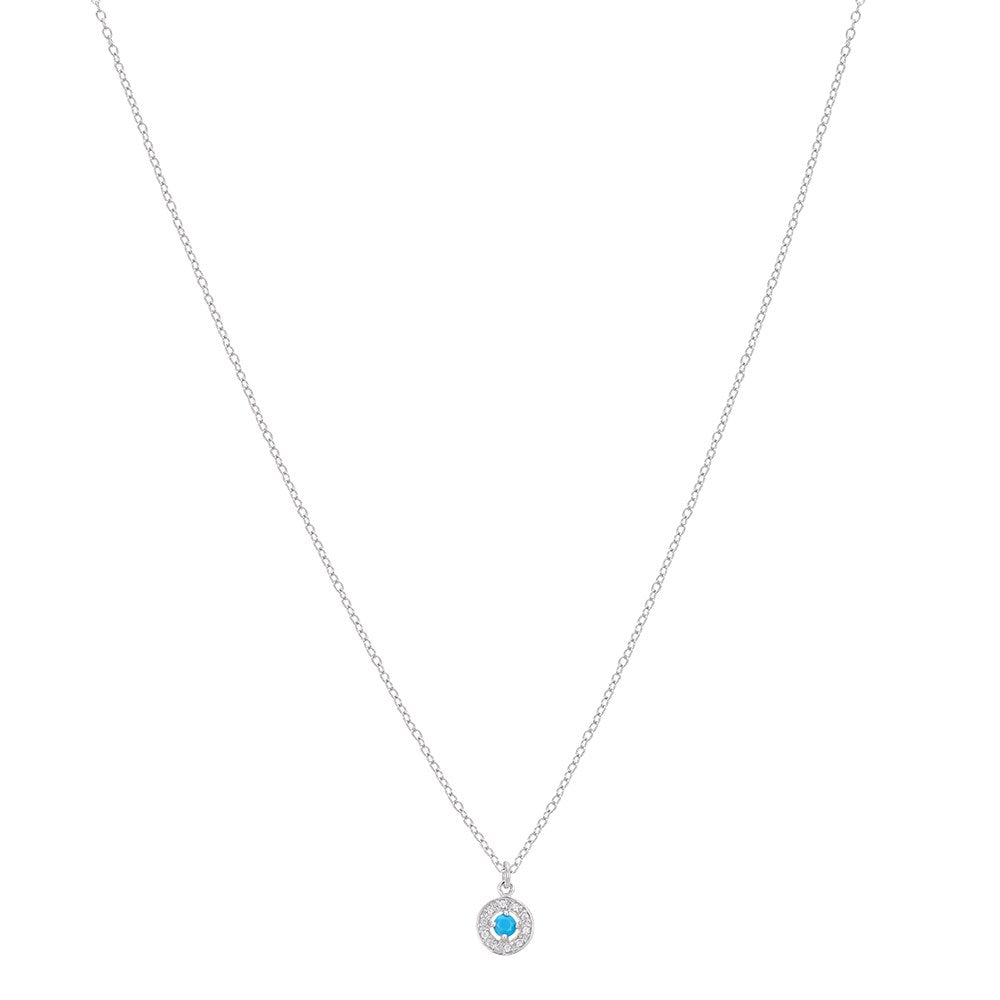 Argento Silver December Birthstone Halo Necklace