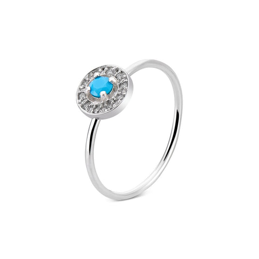 Argento Silver December Birthstone Halo Adjustable Ring